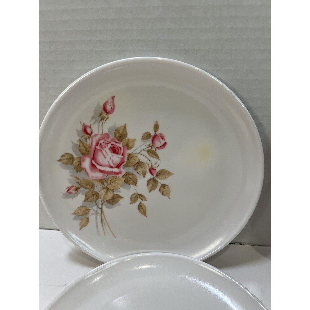 7 Vintage Boonton Melmac Melamine  7” salad dessert Plates Normandy Rose Floral